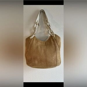 Elegant Tan Woven Tote Bag